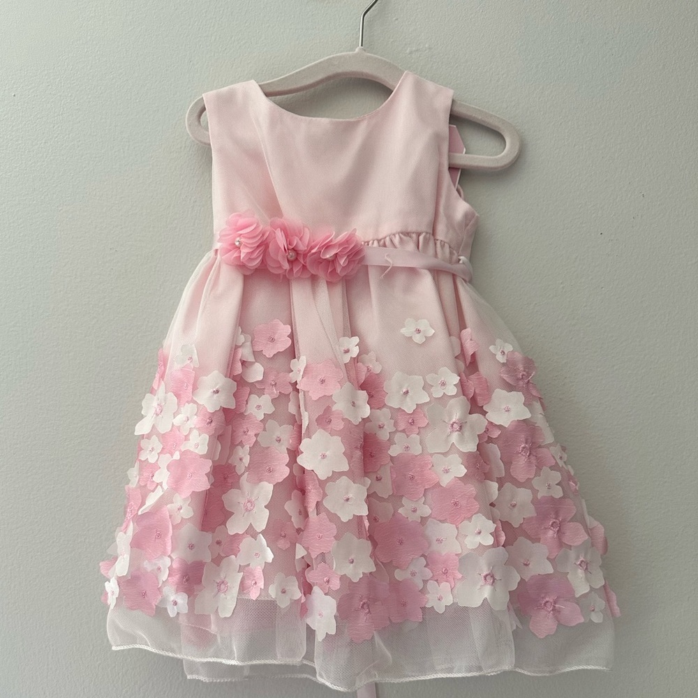 Kid's Dream Baby Girls Pink Taffeta Flowers Sleeveless Easter Dress 6M